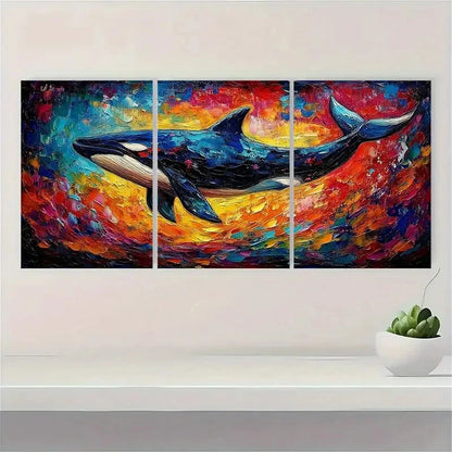 3pcs Killer Whale Painting Shark Animal Metal Print Ready to Hang Art