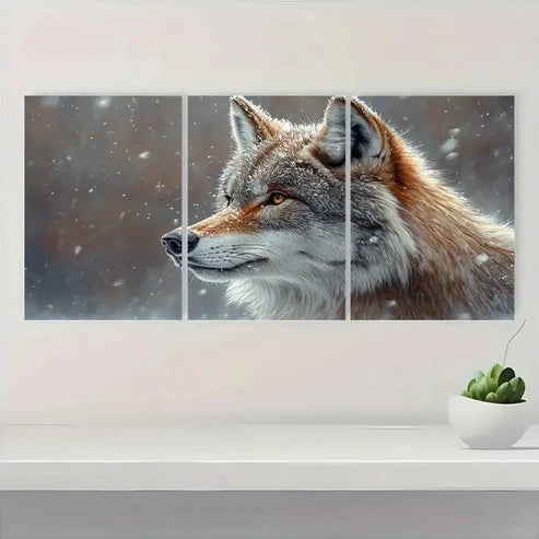 3pcs Mystical Wolf Winter Art a Wall Art Canvas Unframed - High Quality Print 100% Australian Made Wall Canvas