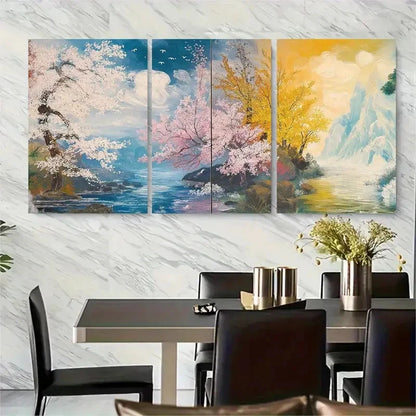 3pcs Cherry Blossoms & Autumn Leaves Metal Print Ready to Hang Art