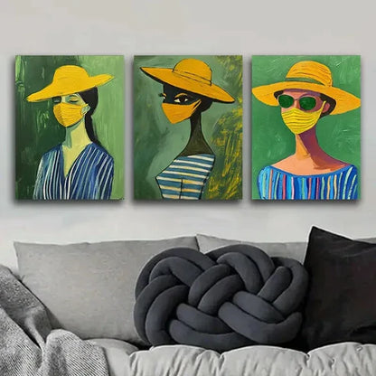 3pcs Abstract Women Colorful Modern Perfect Art Set Canvas Unframed - High Quality Print 100% Australian Made Wall Canvas