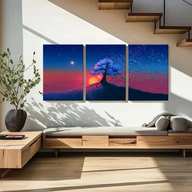 3pcs Nature Trees Sunset Landscape Wall Art Set Canvas Framed 40x60cm - High Quality Print 100% Australian Made Wall Canvas Ready to Hang