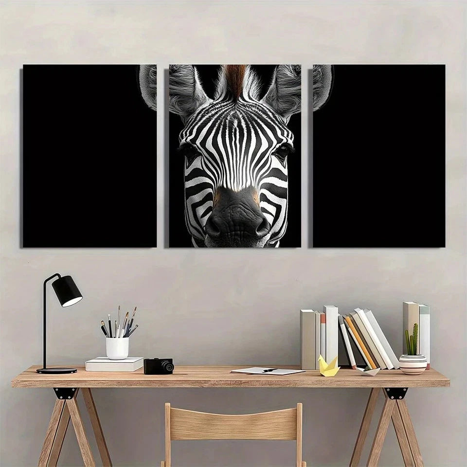 3pcs Vintage Zebra Wild Animal Metal Print Ready to Hang Art