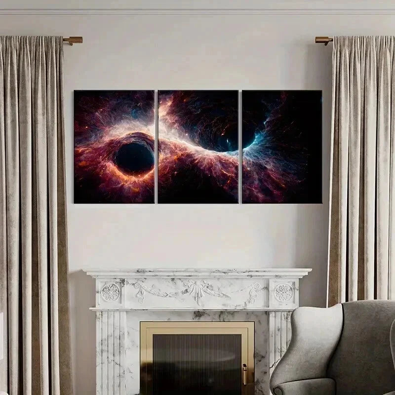 3pcs Cosmic Nebula Vibrant Space-Themed Wall Art Set Canvas Framed 40x60cm - High Quality Print 100% Australian Made Wall Canvas Ready to Hang