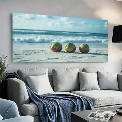 Coconuts on Sandy Beach wall canvas office home room framed 120x60cm
