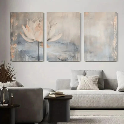 3pcs Abstract Watercolor Floral Lotus Flower Metal Print Ready to Hang Art
