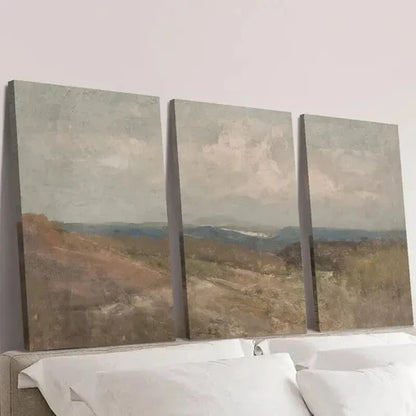 3pcs Vintage Antique Beach Hut Painting Wall Art Canvas Unframed – High Quality Print 100% Australian Made Wall Canvas