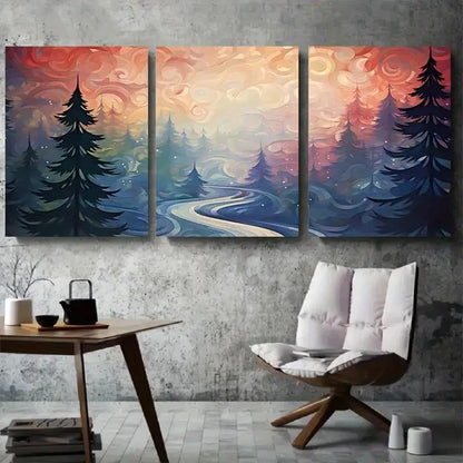 3pcs Tranquil Forest Abstract Nature Metal Print Ready to Hang Art