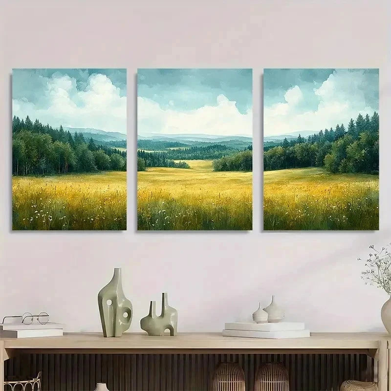 3pcs Rustic Countryside Landscape Perfect Wall Art Set Canvas Framed 40x60cm - High Quality Print 100% Australian Made Wall Canvas Ready to Hang