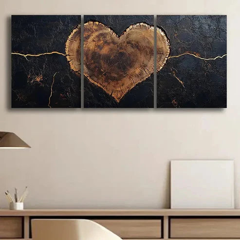 3pcs Black Tree Heart Design BTHD Wall Art Canvas Unframed – High Quality Print 100% Australian Made Wall Canvas