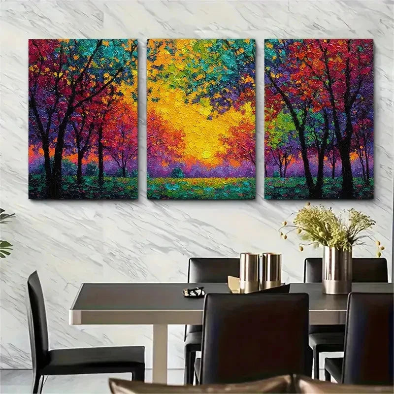 3pcs Impressionist Landscape Giclée Perfect Wall Art Set Canvas Framed 60x90cm - High Quality Print 100% Australian Made Wall Canvas Ready to Hang