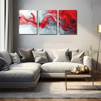 3pcs Triplet Watercolor Abstract Red Perfect Wall Art Canvas Unframed - High Quality Print 100% Australian Made Wall Canvas
