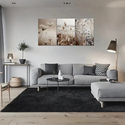 3pcs Floral Nature Scenery Blue Metal Print Ready to Hang Art