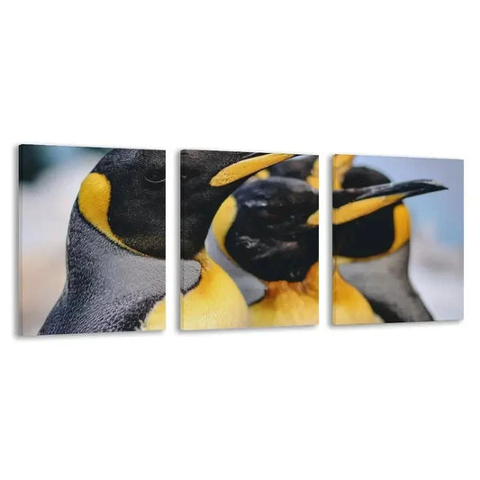 3pcs Three Penguins Minimalist Design Wall Art Set Canvas Framed 60x90cm - High Quality Print 100% Australian Made Wall Canvas Ready to Hang