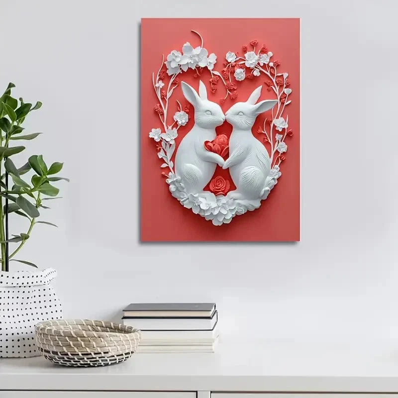 Featuring Rabbits And Hares Painting 40x60cm Metal Print Ready to Hang