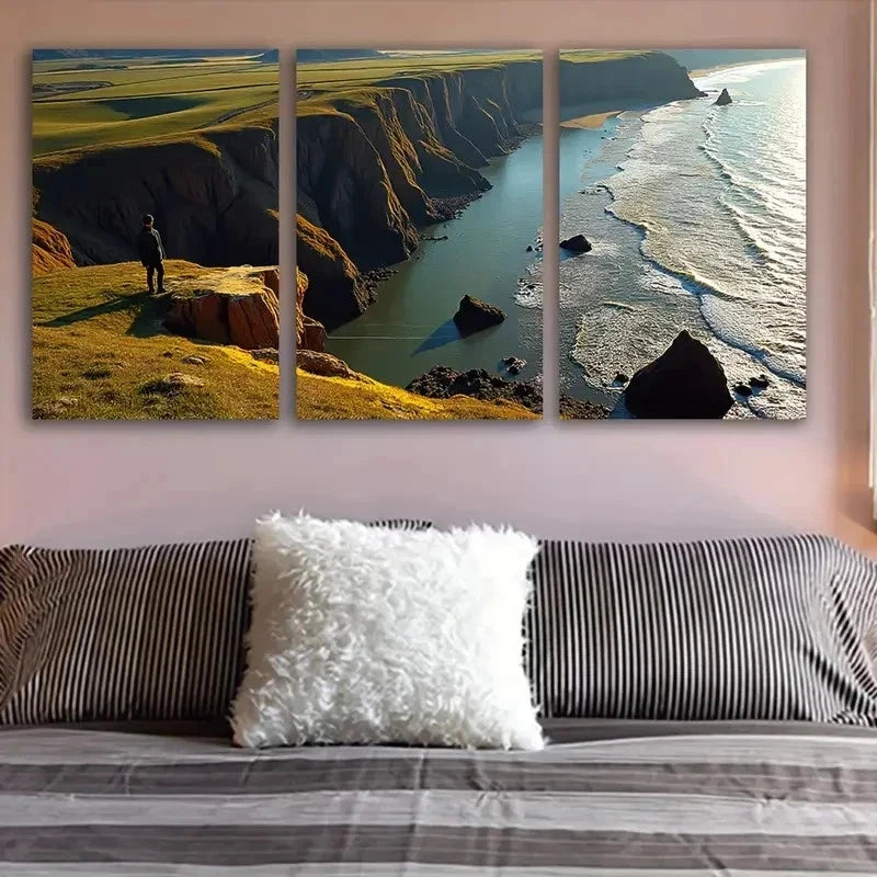 3pcs Coastal Beach Landscape Wall Art Set Canvas Framed 60x90cm - High Quality Print 100% Australian Made Wall Canvas Ready to Hang