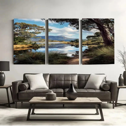 3pcs Tasmania Wilderness Reserve Australia Wall Art Set Canvas Framed 50x70cm - High Quality Print 100% Australian Made Wall Canvas Ready to Hang