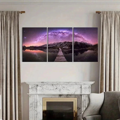 3pcs Mountains Starry Sky Painting Wall Art Set Canvas Framed 40x60cm - High Quality Print 100% Australian Made Wall Canvas Ready to Hang