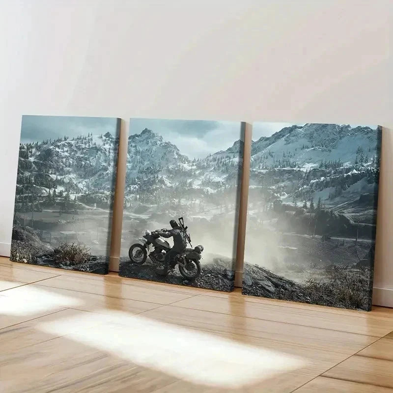 3pcs Days Gone Game Snow Mountain Landscape Wall Art Set Canvas Framed 40x60cm - High Quality Print 100% Australian Made Wall Canvas Ready to Hang