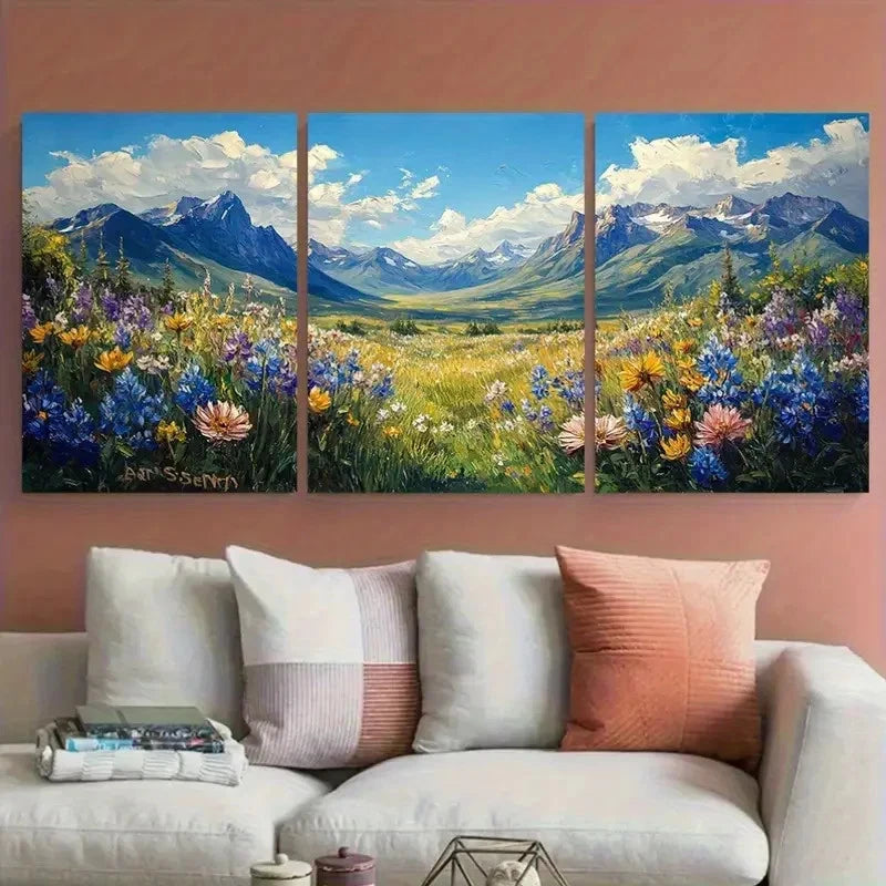 3pcs Jackson Hole Mountains Wyoming Perfect Wall Art Set Canvas Framed 40x60cm - High Quality Print 100% Australian Made Wall Canvas Ready to Hang