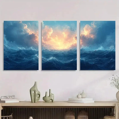 3pcs Featuring An Ocean Landscape Perfect Wall Art Set Canvas Framed 40x60cm - High Quality Print 100% Australian Made Wall Canvas Ready to Hang