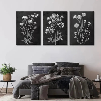 3pcs Vintage Floral Plant Wildflower Print Metal Print Ready to Hang Art