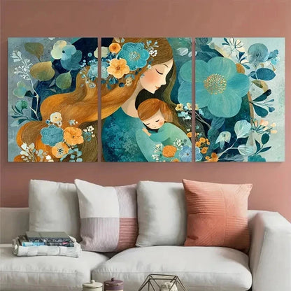 3pcs Mother Love Décor Nursery Vibrant Perfect Wall Art Set Canvas Framed 60x90cm - High Quality Print 100% Australian Made Wall Canvas Ready to Hang