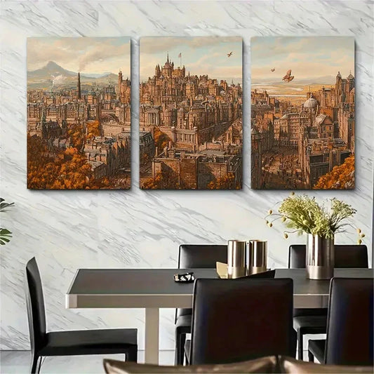 3pcs Edinburgh Cityscape Scotland Metal Print Ready to Hang Art