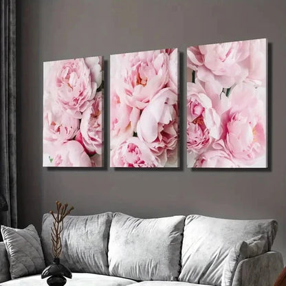 3pcs Elegant Pink Peony Nordic Style Wall Art Set Canvas Unframed - High Quality Print 100% Australian Made Wall Canvas
