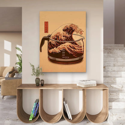 Coffee Wave Artwork 60x90cm Metal Print Ready to Hang