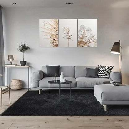 3pcs Minimalist Abstract Dried Flower Metal Print Ready to Hang Art