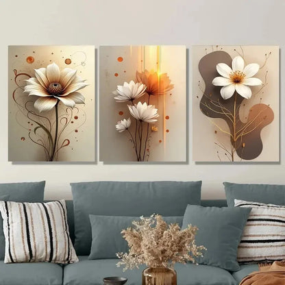 3pcs Vintage Floral Flower Painting Metal Print Ready to Hang Art