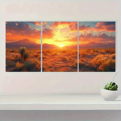 3pcs Modern Desert Mountain Landscape Metal Print Ready to Hang Art