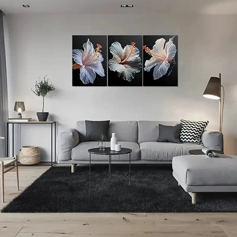 3pcs Abstract Flower Elegant Painting Metal Print Ready to Hang Art