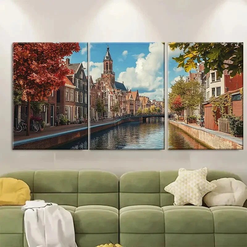 3pcs Netherlands Haarlem European Destinations Metal Print Ready to Hang Art