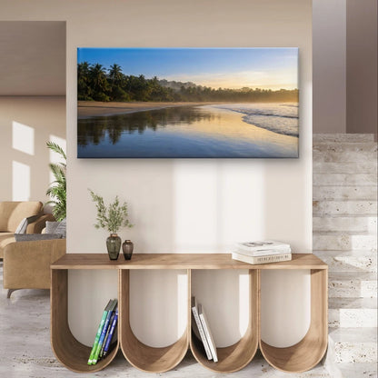 Sunrise Beach and Palm Trees Wall Art Canvas Office Home Framed 120x60cm