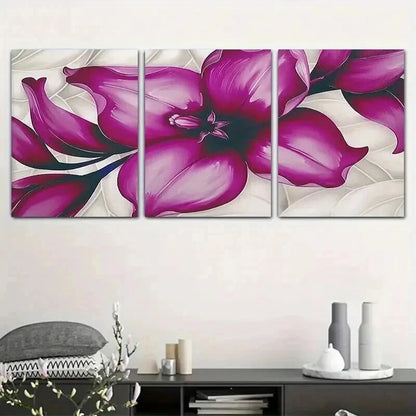 3pcs Elegant Purple Orchid with White Accents Wall Art Set Canvas Framed 40x60cm - High Quality Print 100% Australian Made Wall Canvas Ready to Hang