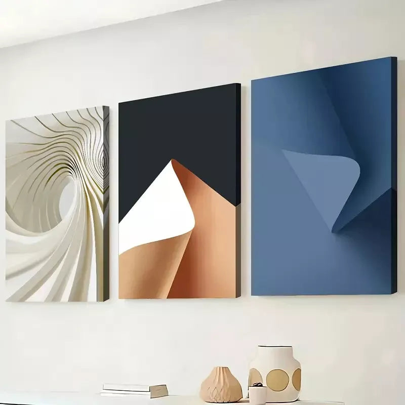 3pcs Modern Style Fashion Abstract Geometric Wall Art Set Canvas Framed 50x70cm - High Quality Print 100% Australian Made Wall Canvas Ready to Hang - Bella Home Decor