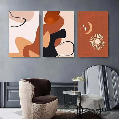 3pcs Modern Nature Inspired Shapes Earthy Tones Metal Print Ready to Hang Art
