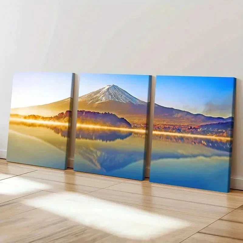 3pcs Natural Snow Mountain Lake Modern Wall Art Set Canvas Framed 40x60cm - High Quality Print 100% Australian Made Wall Canvas Ready to Hang