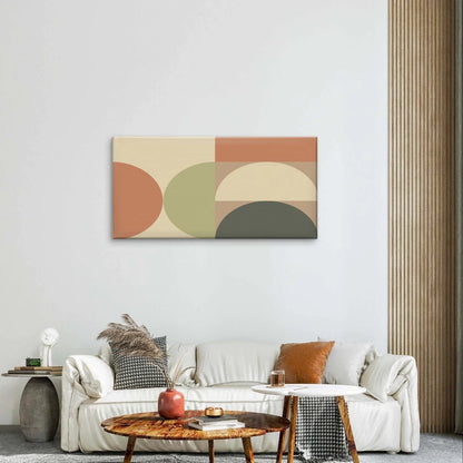 Abstract Geometric Neutral Shapes Wall Art Canvas Office Home Framed 120x60cm