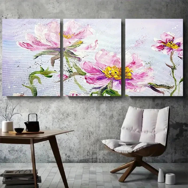 3pcs Romantic Pink Peony Floral Metal Print Ready to Hang Art