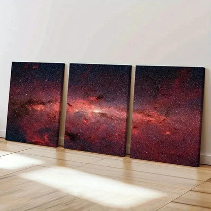 3pcs Universe Galaxy Nebula Space Modern Wall Art Set Canvas Framed 40x60cm - High Quality Print 100% Australian Made Wall Canvas Ready to Hang