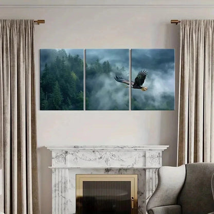 3pcs Forest Fog Flying Eagle Modern Wall Art Set Canvas Framed 40x60cm - High Quality Print 100% Australian Made Wall Canvas Ready to Hang