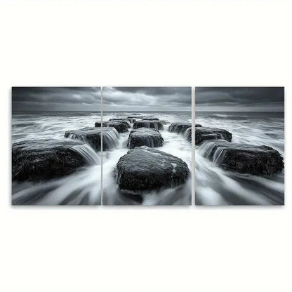 3pcs Dramatic Black and White RI Wall Art Set Canvas Framed 40x60cm - High Quality Print 100% Australian Made Wall Canvas Ready to Hang