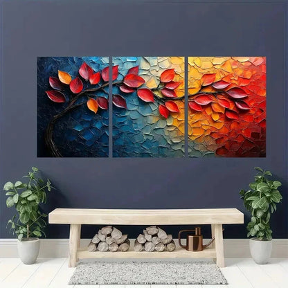 3pcs Modern Abstract Colorful Leaf Tree Wall Art Set Canvas Framed 40x60cm - High Quality Print 100% Australian Made Wall Canvas Ready to Hang