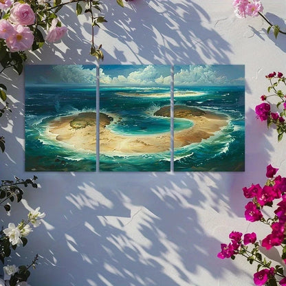 3pcs Hawaiian Island Aerial View Metal Print Ready to Hang Art