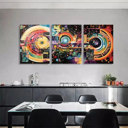 3pcs Futuristic Digital Abstract Tech Perfect Wall Art Set Canvas Framed 40x60cm - High Quality Print 100% Australian Made Wall Canvas Ready to Hang