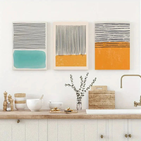 3pcs Nordic Minimalist Abstract Line Metal Print Ready to Hang Art