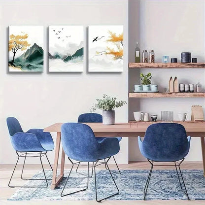 3pcs Serene Nature Scene With Yellow Wall Art Set Canvas Framed 60x90cm - High Quality Print 100% Australian Made Wall Canvas Ready to Hang