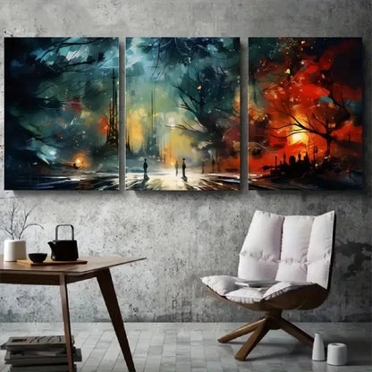 3pcs Urban Nightscape Modern Cityscape Metal Print Ready to Hang Art